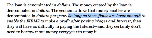 Critical Caveat - the RATE of Flow is critical to supporting Steves thesis, that the Interest can be paid out of flows